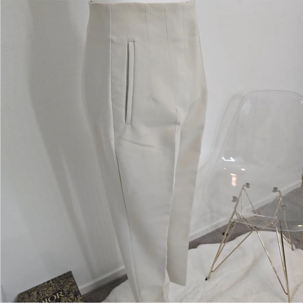 ZARA High Waisted Pants in Beige sz M EUC & SOLD OUT - Picture 7 of 10